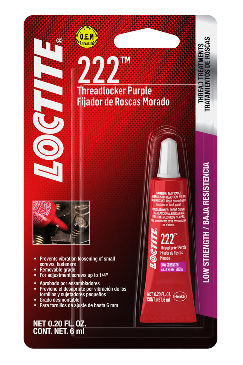 Threadlocker 222 Low Str ength Purple 6ml - 555339