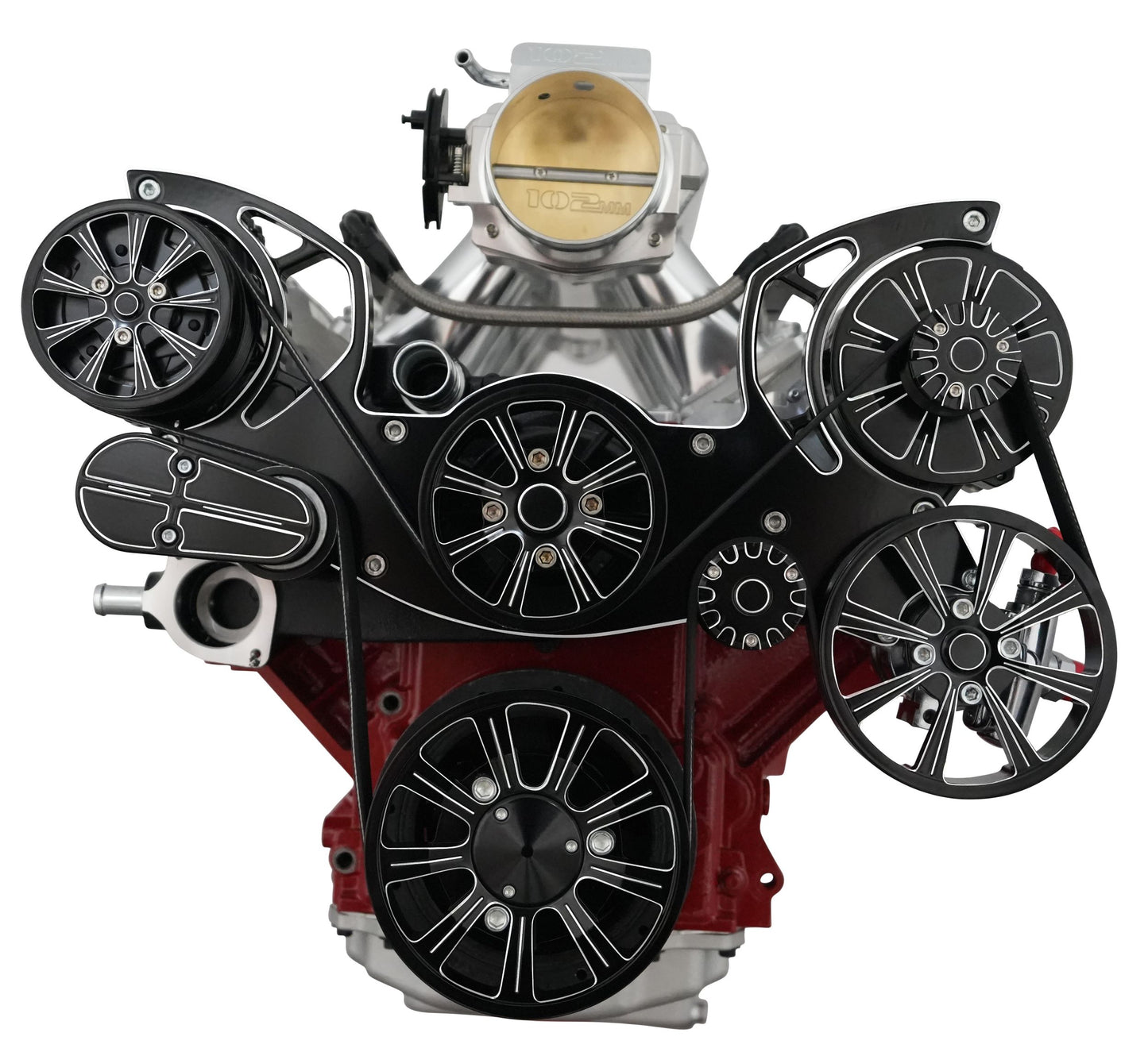 Chevy LS All Inclusive Evolution Serpentine System W/ AC  PS & ALT. Black Powder