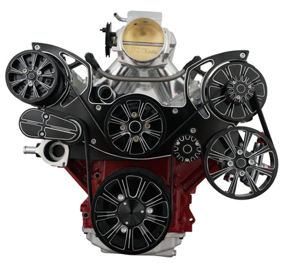 Chevy LS All Inclusive Evolution Serpentine System W/ AC  PS & ALT. Black Powder