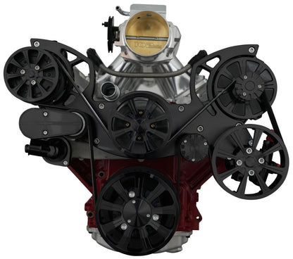 Chevy LS All Inclusive Evolution Serpentine System W/ AC  PS & ALT. Black Powder