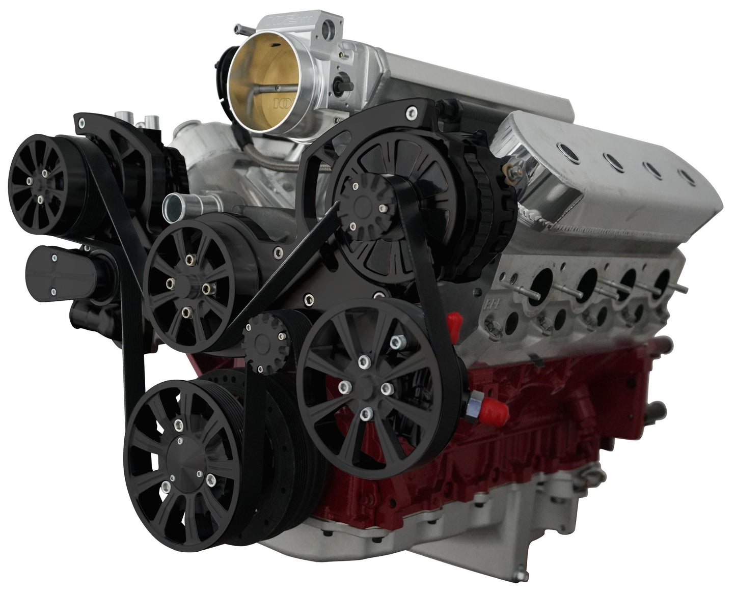 Chevy LS All Inclusive Evolution Serpentine System W/ AC  PS & ALT. Black Powder