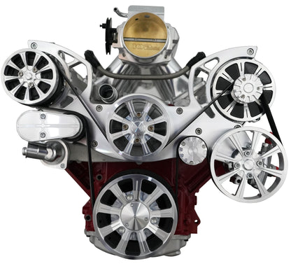 Chevy LS All Inclusive Evolution Serpentine System W/ AC  PS & ALT. Clear Powder
