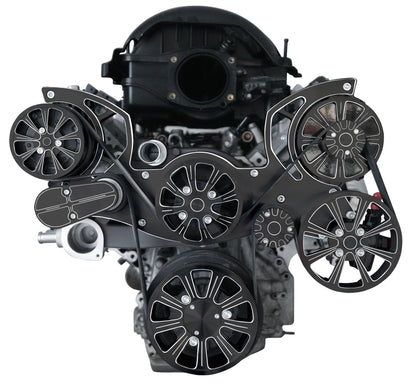 Chevy LT1 Gen V Evolution Serpentine System W/ AC  PS & ALT. Black Powder Finish