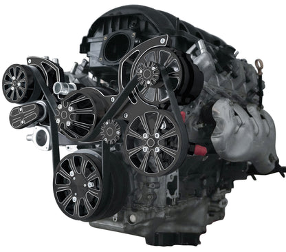 Chevy LT1 Gen V Evolution Serpentine System W/ AC  PS & ALT. Black Powder Finish