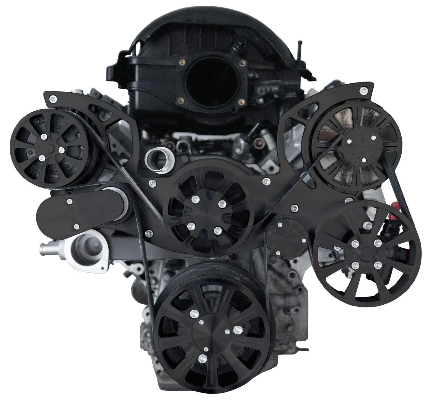 Chevy LT1 Gen V Evolution Serpentine System W/ AC  PS & ALT. Black Powder Finish