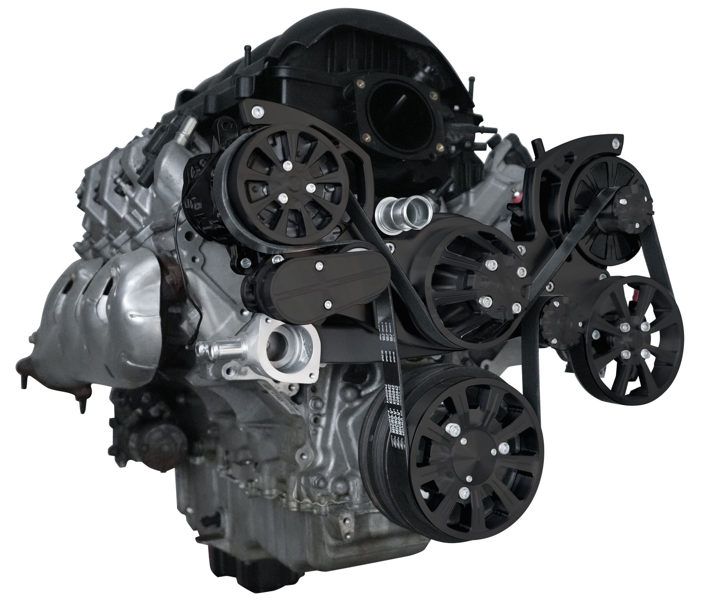 Chevy LT1 Gen V Evolution Serpentine System W/ AC  PS & ALT. Black Powder Finish