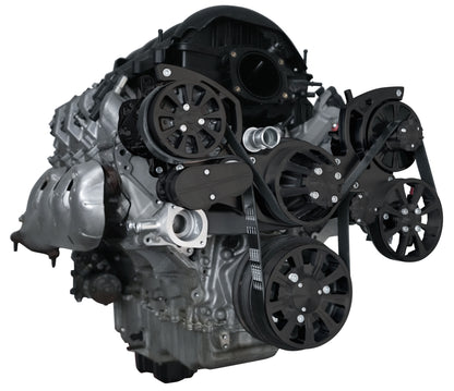 Chevy LT1 Gen V Evolution Serpentine System W/ AC  PS & ALT. Black Powder Finish