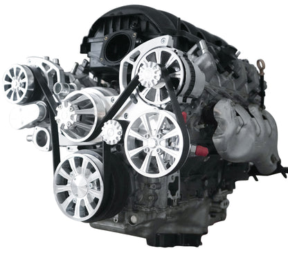Chevy LT1 Gen V Evolution Serpentine System W/ AC  PS & ALT. Clear Powder Finish