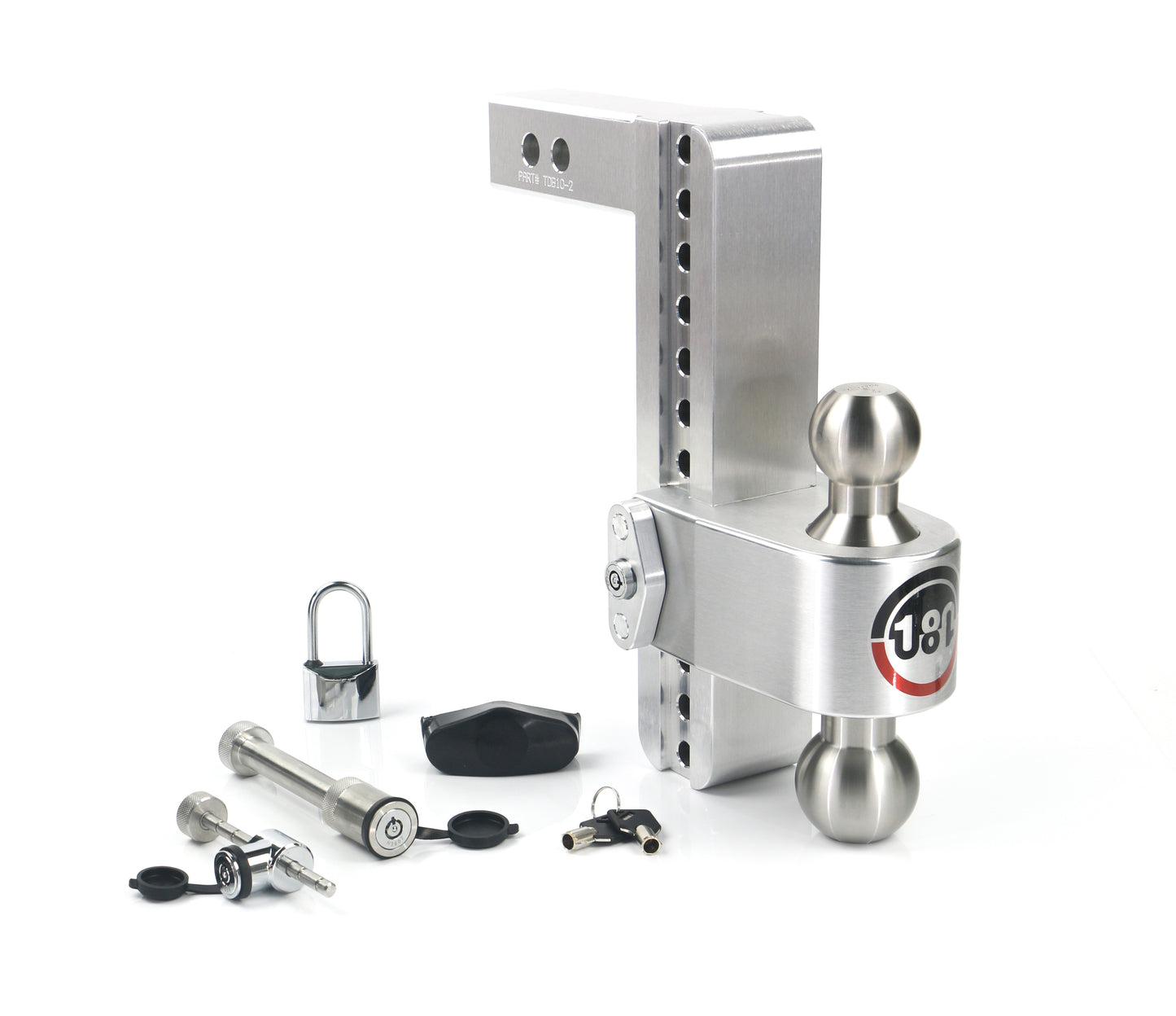 180 Hitch Stainless Steel Ball 10" Drop Hitch With 2" Shank Keyed Alike Lockset Included
