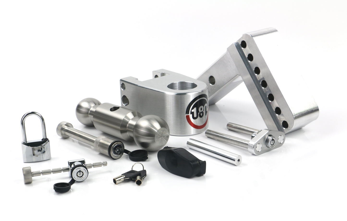 180 Hitch Stainless Steel Ball 4" Drop Hitch With 2" Shank Keyed Alike Lockset Included