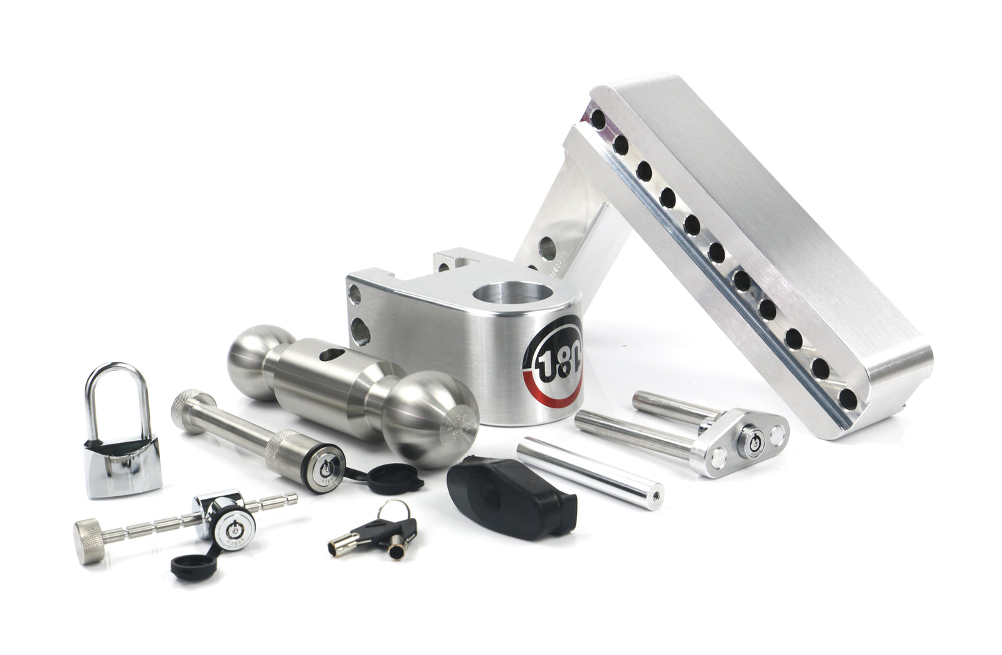 180 Hitch Stainless Steel Ball 8" Drop Hitch With 2" Shank Keyed Alike Lockset Included