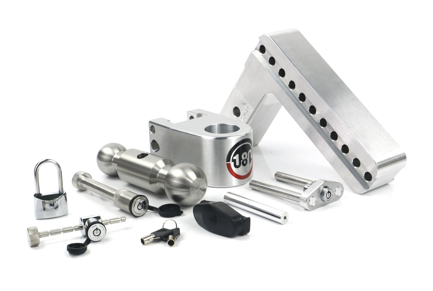 180 Hitch Stainless Steel Ball 8" Drop Hitch With 2.5" Shank Keyed Alike Lockset Included