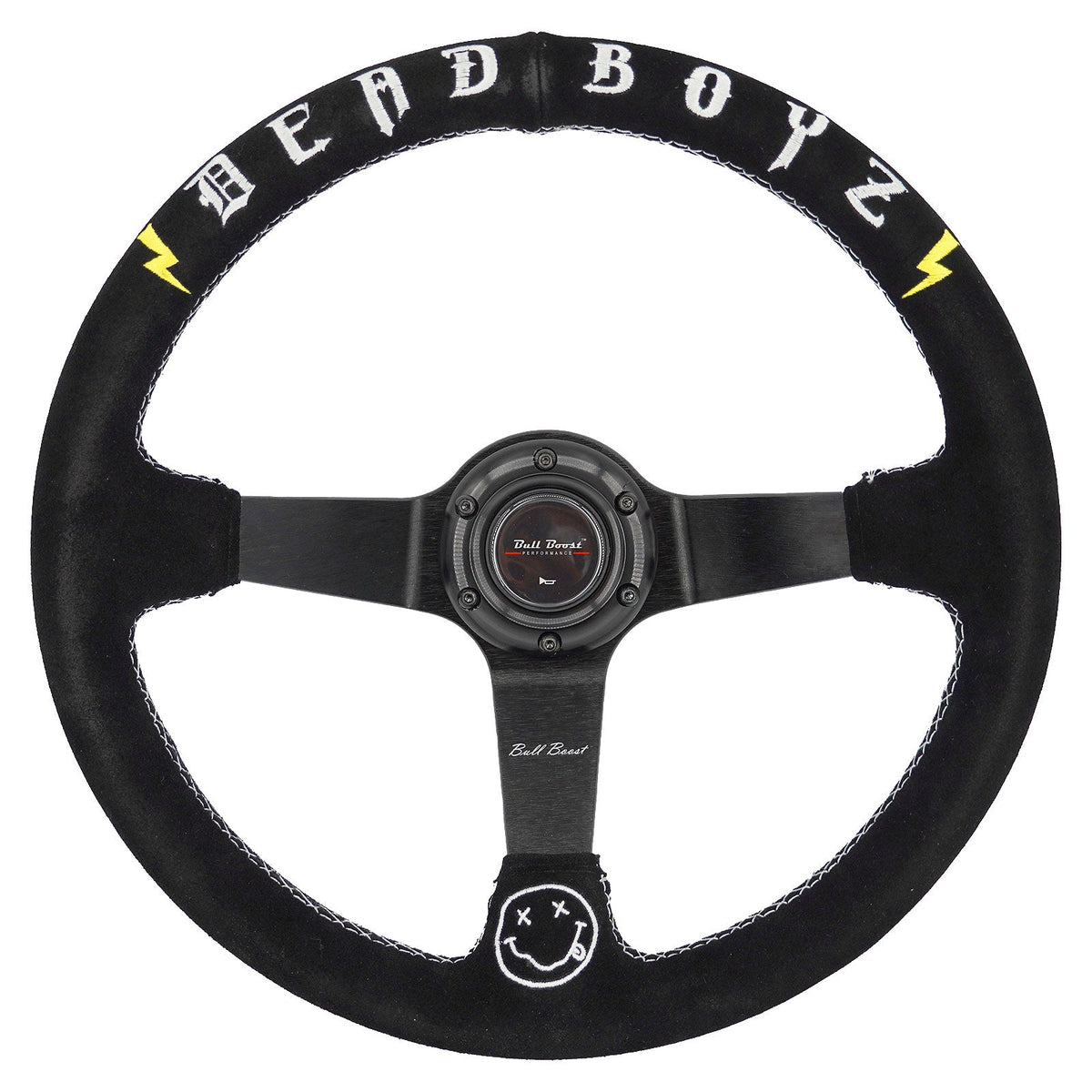Deadboyz Universal 350mm 3"Deep Dish 6-Bolt Steering Wheel Black Suede