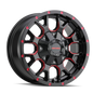 MAYHEM WARRIOR 8015 GLOSS BLACK MILLED PRISM RED 17X9 5-127/5-139.7 -12MM 87MM