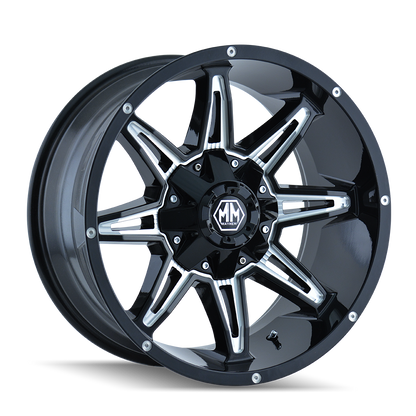 MAYHEM RAMPAGE 8090 GLOSS BLACK MILLED 20X9 8-165.1 18MM 130.8MM