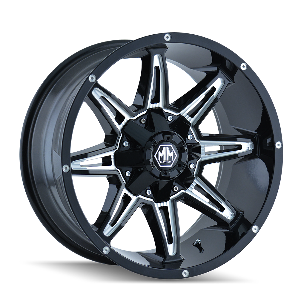 MAYHEM RAMPAGE 8090 GLOSS BLACK MILLED 20X9 8-180 0MM 124.1MM