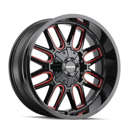 MAYHEM COGENT 8107 GLOSS BLACK MILLED PRISM RED 18X9 6-135/6-139.7 0MM 106MM