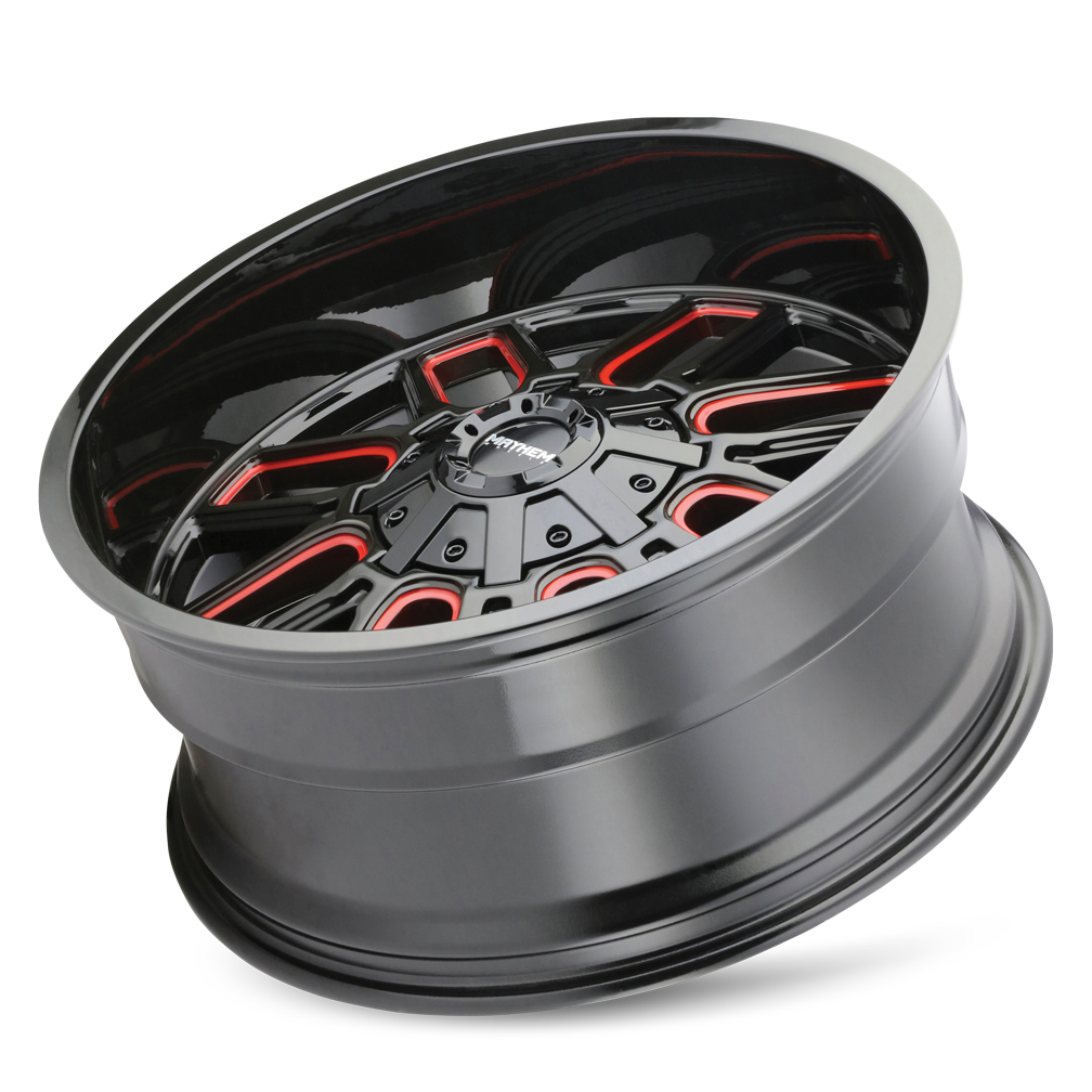 MAYHEM COGENT 8107 GLOSS BLACK MILLED PRISM RED 20X9 6-135/6-139.7 18MM 106MM