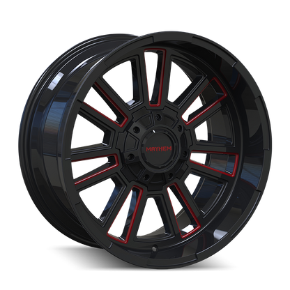 MAYHEM APOLLO 8115 GLOSS BLACK MILLED PRISM RED MILLED 20-9 8-170 0MM 125.2MM