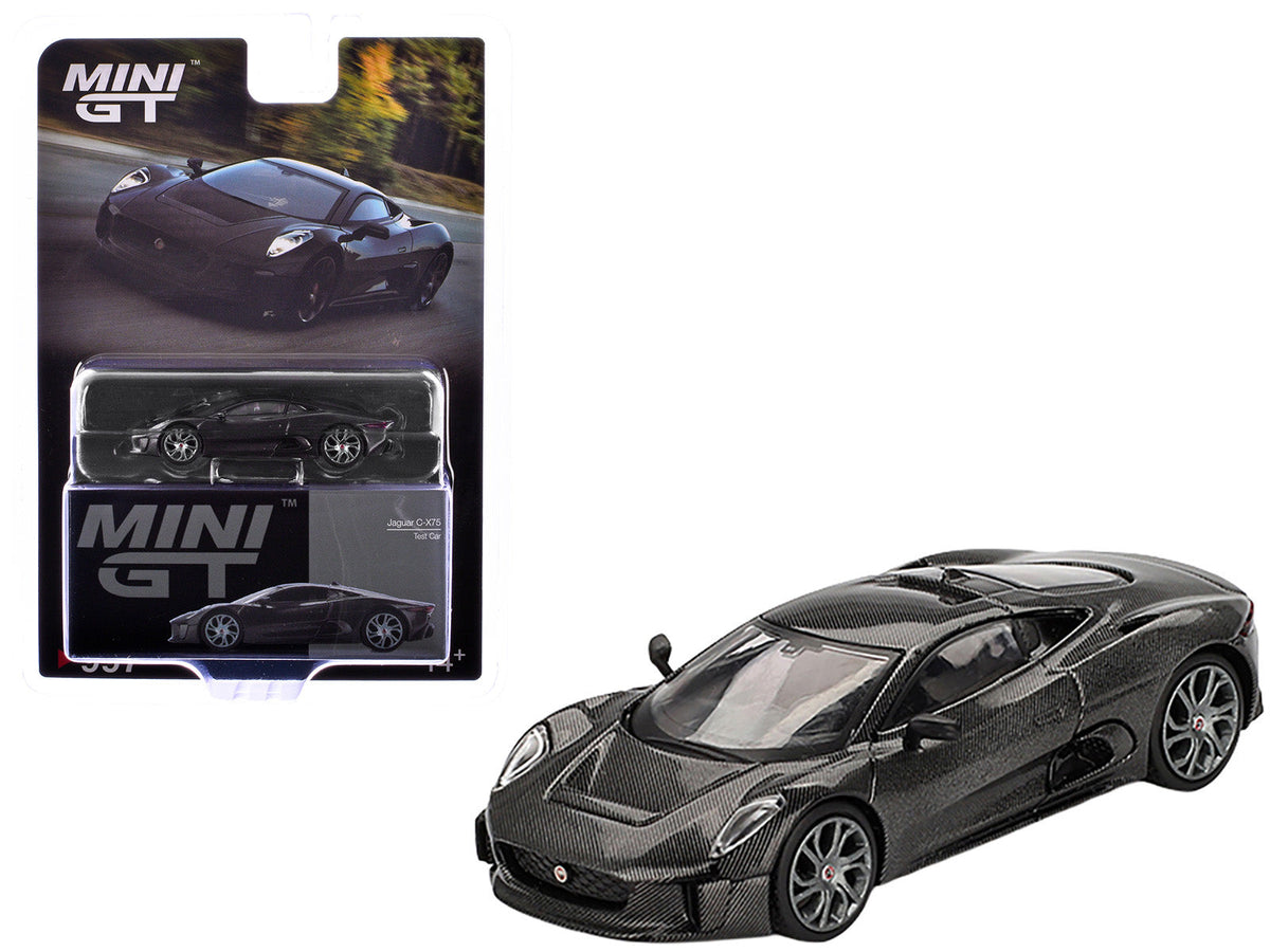 Jaguar C-X75 "Test Car" Black Carbon Limited Edition 1/64 Diecast Model Car by Mini GT  free shipping USA