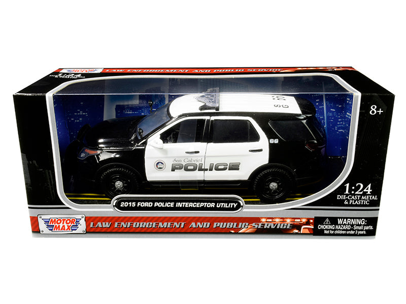 2015 Ford Police Interceptor Utility "San Gabriel Police" (California) Black and White 1/24 Diecast Model Car by Motormax  free shipping USA