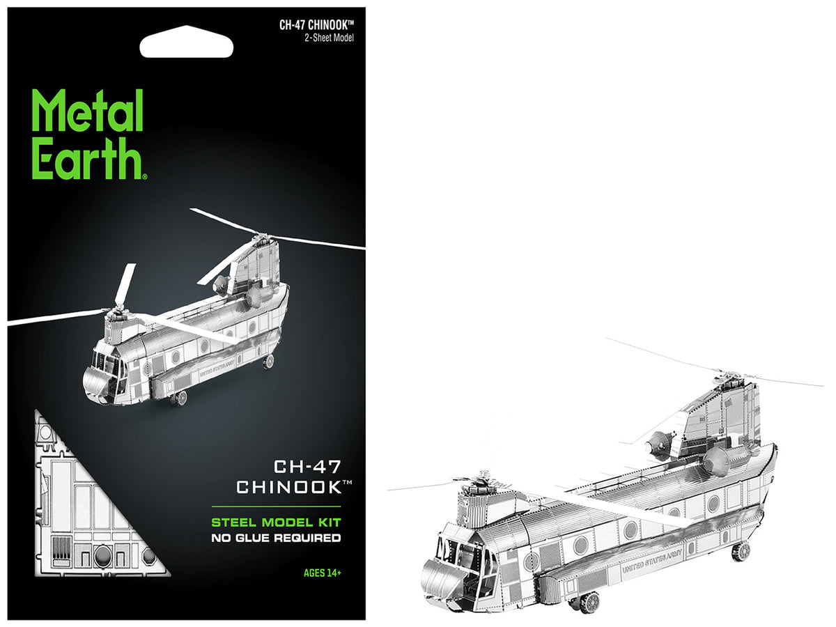Model Kit Boeing CH-47 Chinook Transport Helicopter (Moderate Difficulty) Steel Model by Metal Earth - Use code SHOPAPP15 to get 15 percent off  free shipping USA
