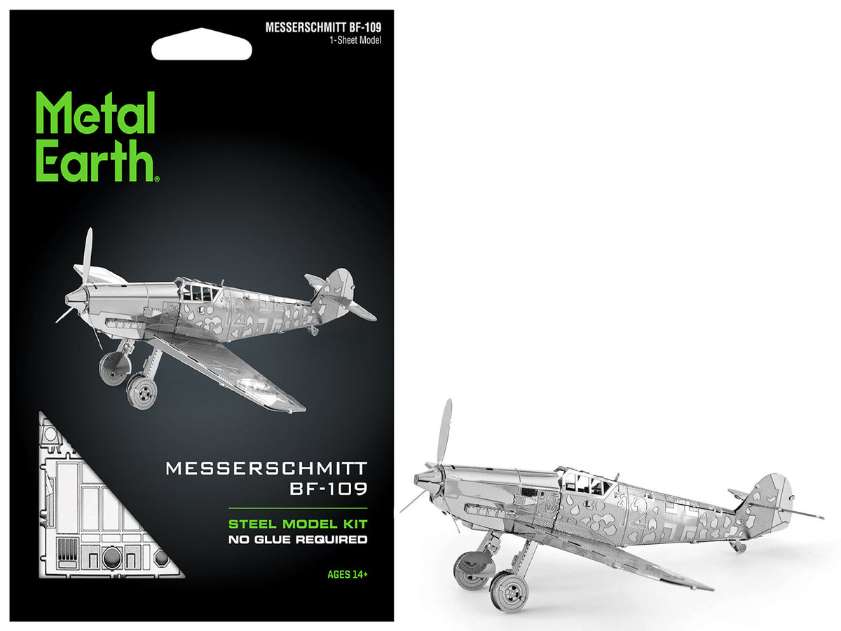 Model Kit Messerschmitt BF-109 Fighter Aircraft "German Luftwaffe" (Moderate Difficulty) Steel Model by Metal Earth  free shipping USA