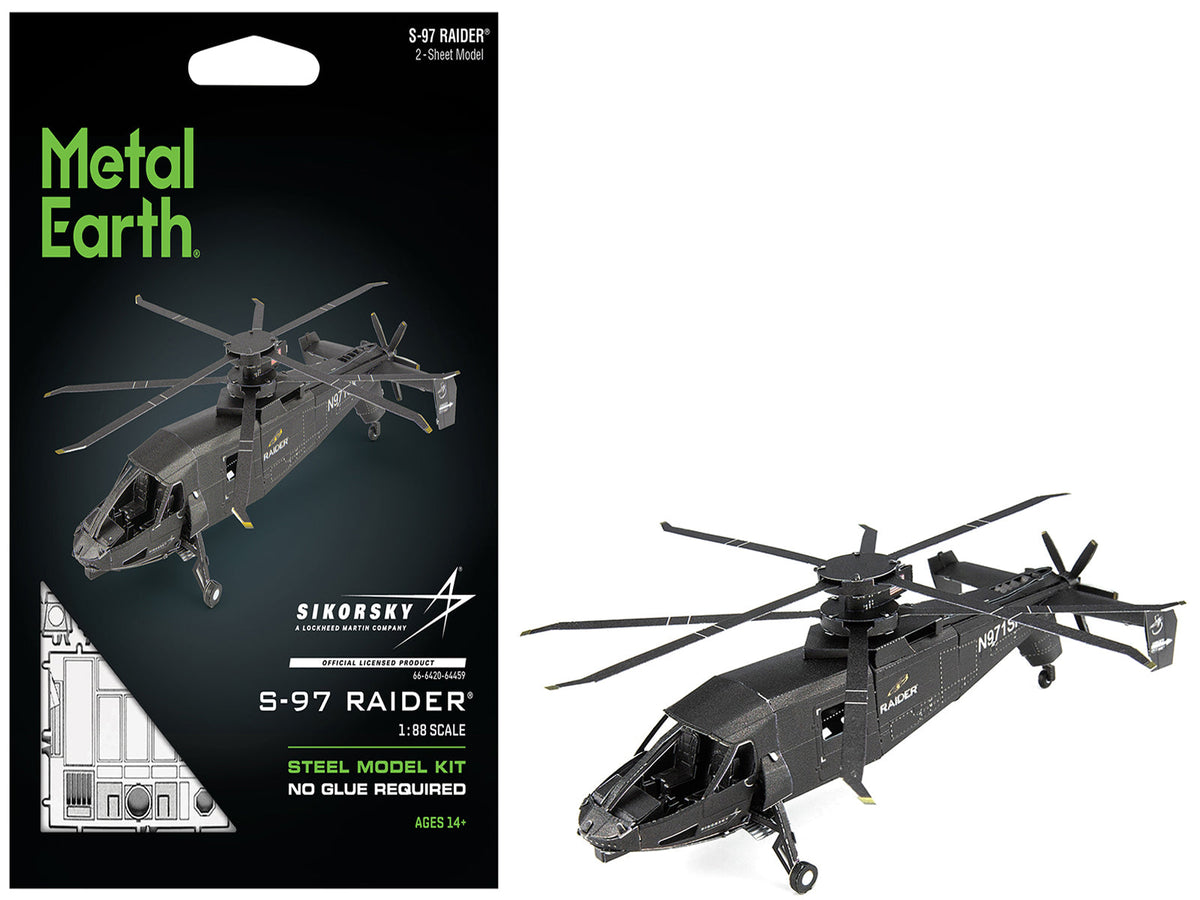 Model Kit Sikorsky S-97 Raider Attack Helicopter "United States Army" (Challenging Difficulty) Steel Model by Metal Earth  free shipping USA