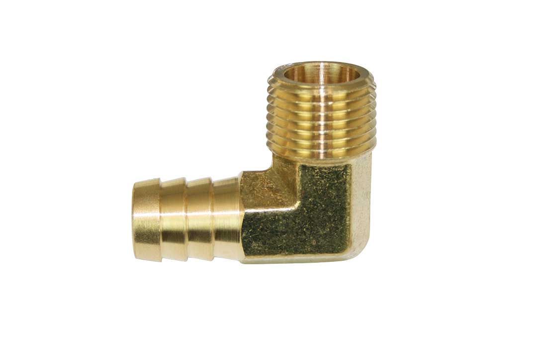 Fitting 1/2 NPT x 5/8 Barb 90-Deg Brass - 22736