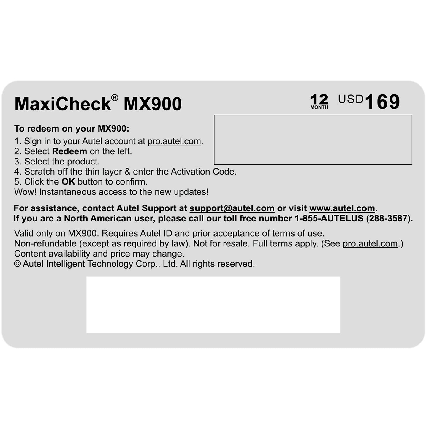 Total Care Program (TCP) Card For MX900
