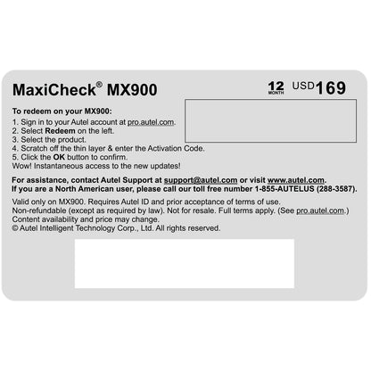 Total Care Program (TCP) Card For MX900