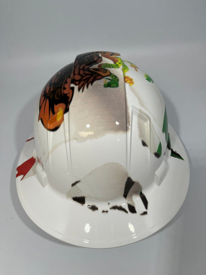 Full Brim Hard Hat Custom Hydro Dipped Mexico Flag Mexican Eagle