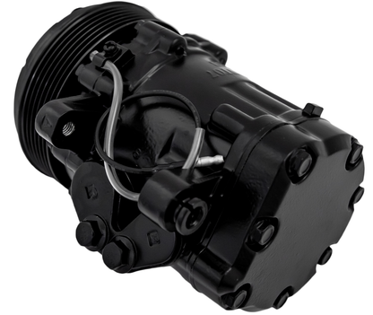 March Ultra Series Sanden 7176 AC Compressor  Black  6 Rib Serpentine Clutch