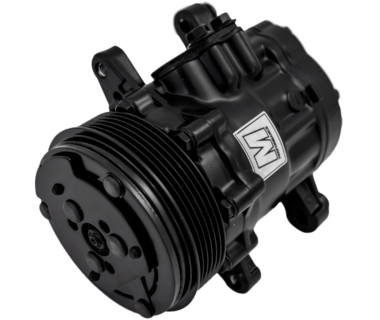 March Ultra Series Sanden 7176 AC Compressor  Black  6 Rib Serpentine Clutch
