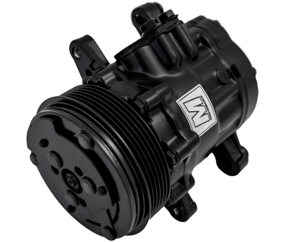 March Ultra Series Sanden 7176 AC Compressor  Black  6 Rib Serpentine Clutch