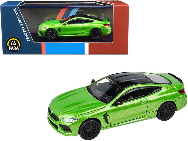 BMW M8 Coupe Java Green Metallic with Black Top 1/64 Diecast Model Car by Paragon  free shipping USA