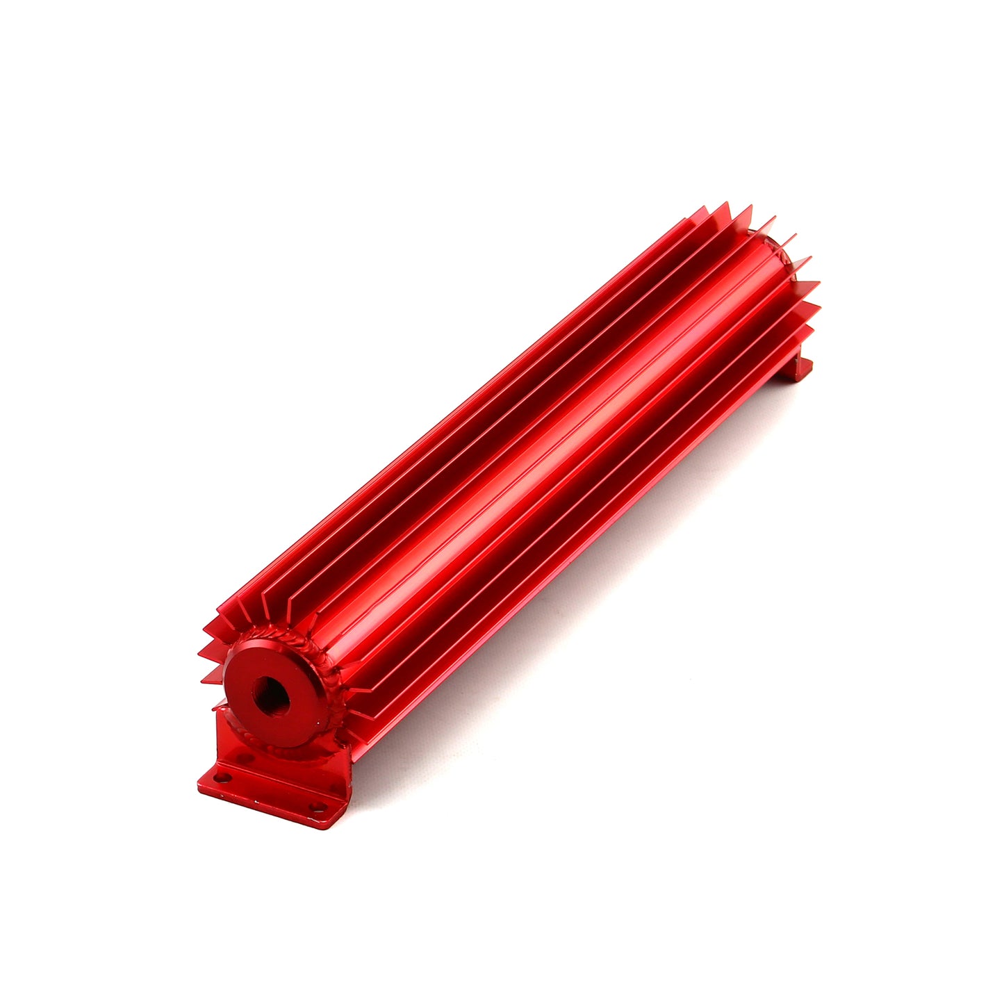 Speedmaster PCE186.1005 15" Red Anodized Single Pass Transmission Oil Cooler With Fittings