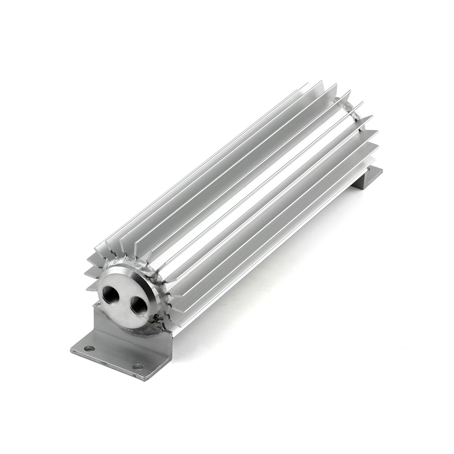 Speedmaster PCE186.1018 10" Silver Anodized Dual Pass Transmission Oil Cooler With Fittings