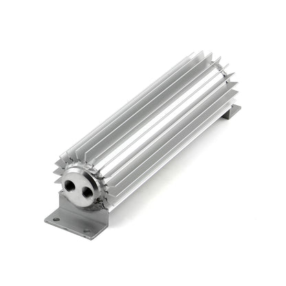Speedmaster PCE186.1018 10" Silver Anodized Dual Pass Transmission Oil Cooler With Fittings