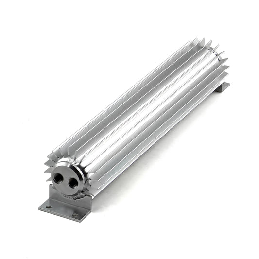 Speedmaster PCE186.1020 15" Silver Anodized Dual Pass Transmission Oil Cooler With Fittings