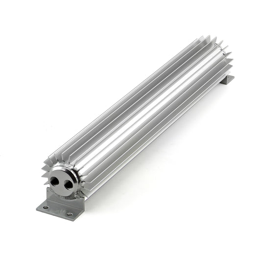 Speedmaster PCE186.1021 18" Silver Anodized Dual Pass Transmission Oil Cooler With Fittings