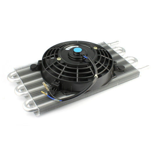 Speedmaster PCE186.1024 Flat Transmission Oil Cooler 15.5" X 7.5" & Electric Thermo Fan Kit