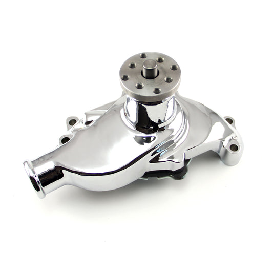 Speedmaster PCE195.1001.03 Fits Chevy SBC 350 High Volume Aluminum Short Water Pump W/o Heater Port [Chrome]