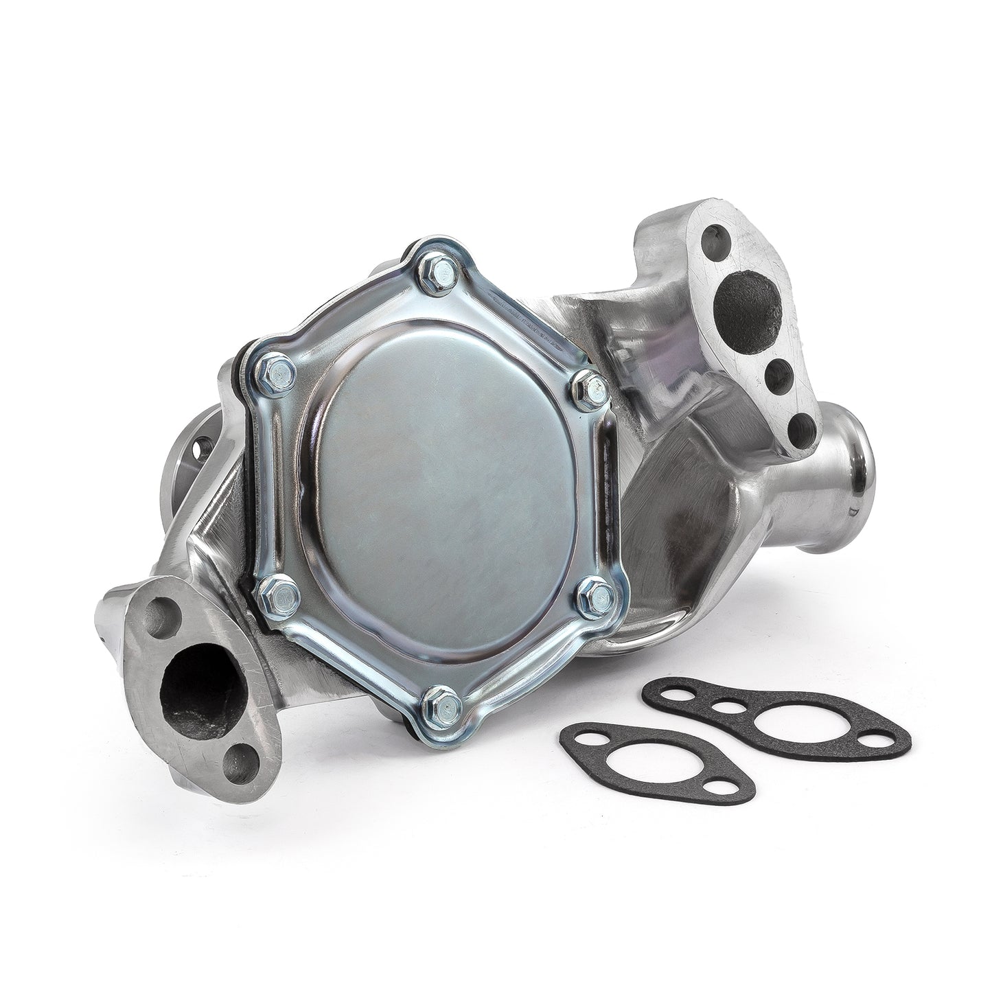 Speedmaster PCE195.1001.02 Fits Chevy SBC 350 High Volume Aluminum Short Water Pump W/o Heater Port [Polished]