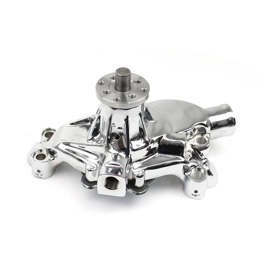 Speedmaster PCE195.1083.03 Fits Chevy SBC 350 High Volume Aluminum Short Water Pump With Heater Port [Chrome]