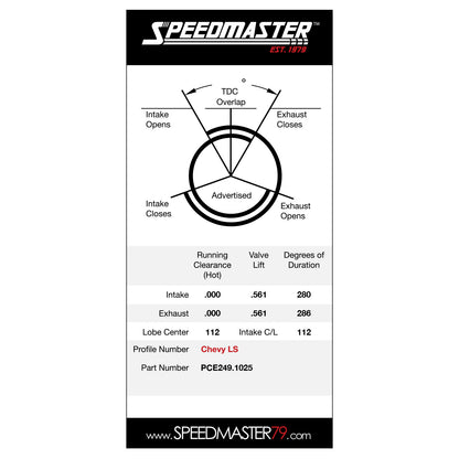 Speedmaster PCE249.1025 Fits Chevy GM LS1 LTQ4 Hydraulic Roller Camshaft 280 Int. 286 Exh. Duration