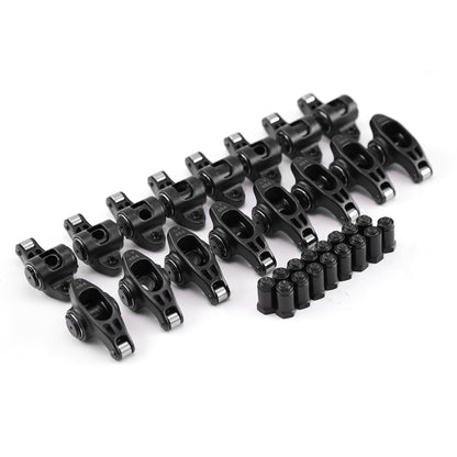 Speedmaster PCE261.1164 Fits Chevy BBC 454 1.7 Ratio 7/16" Ultra Black Chromoly Roller Rocker Arms Set