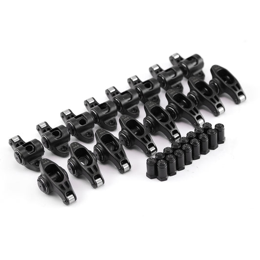 Speedmaster PCE261.1164 Fits Chevy BBC 454 1.7 Ratio 7/16" Ultra Black Chromoly Roller Rocker Arms Set