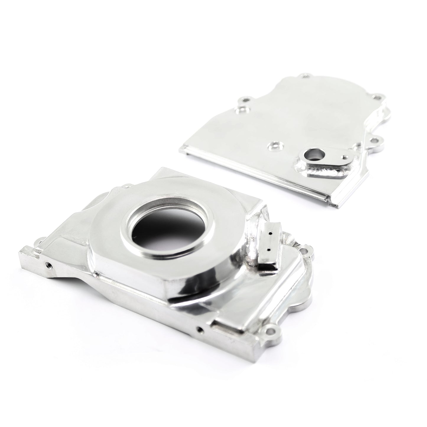 Speedmaster PCE265.1035 Fits Chevy GM GEN IV LS2 LS3 Polished Front 2pc Timing Cover With Cam Sensor Port