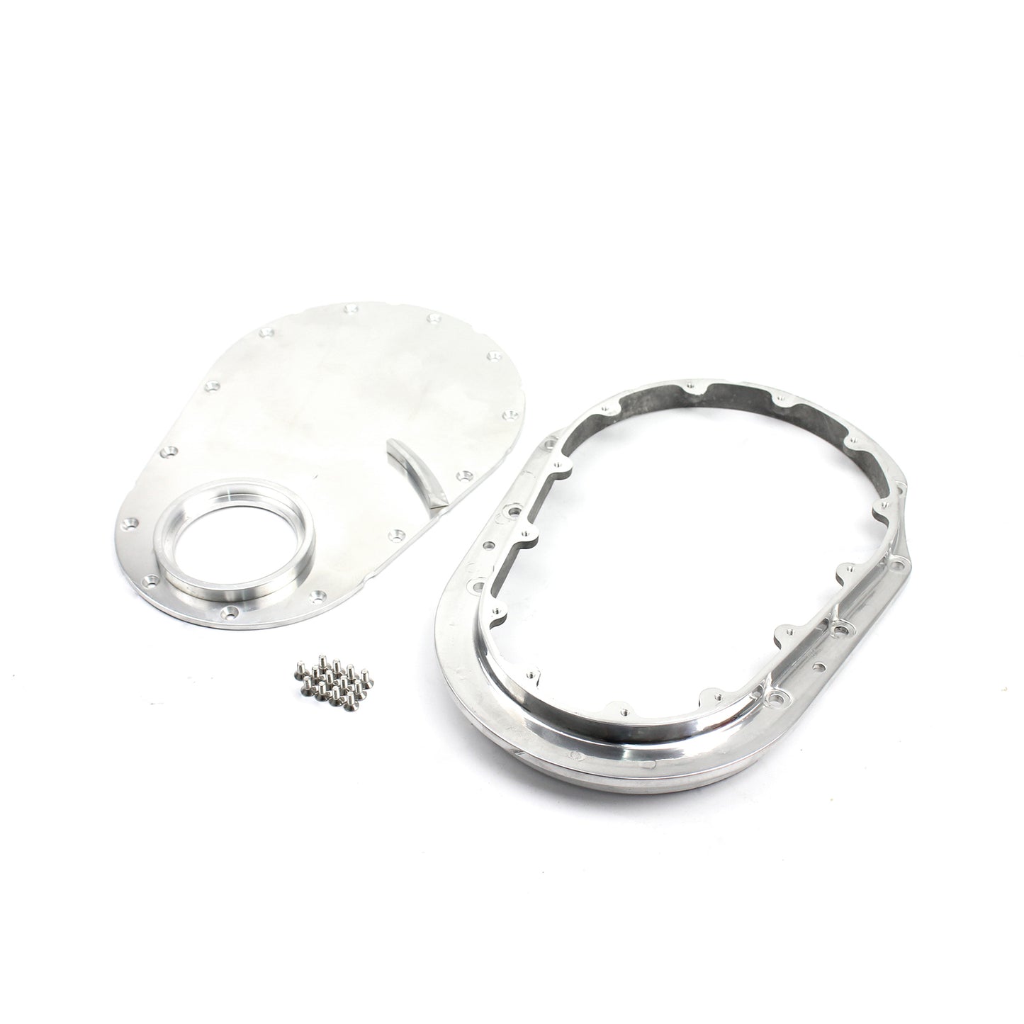 Speedmaster PCE265.1047 Fits Chevy BBC 454 Gen 5 Polished 2 Piece Removable Front Aluminum Timing Chain Cover